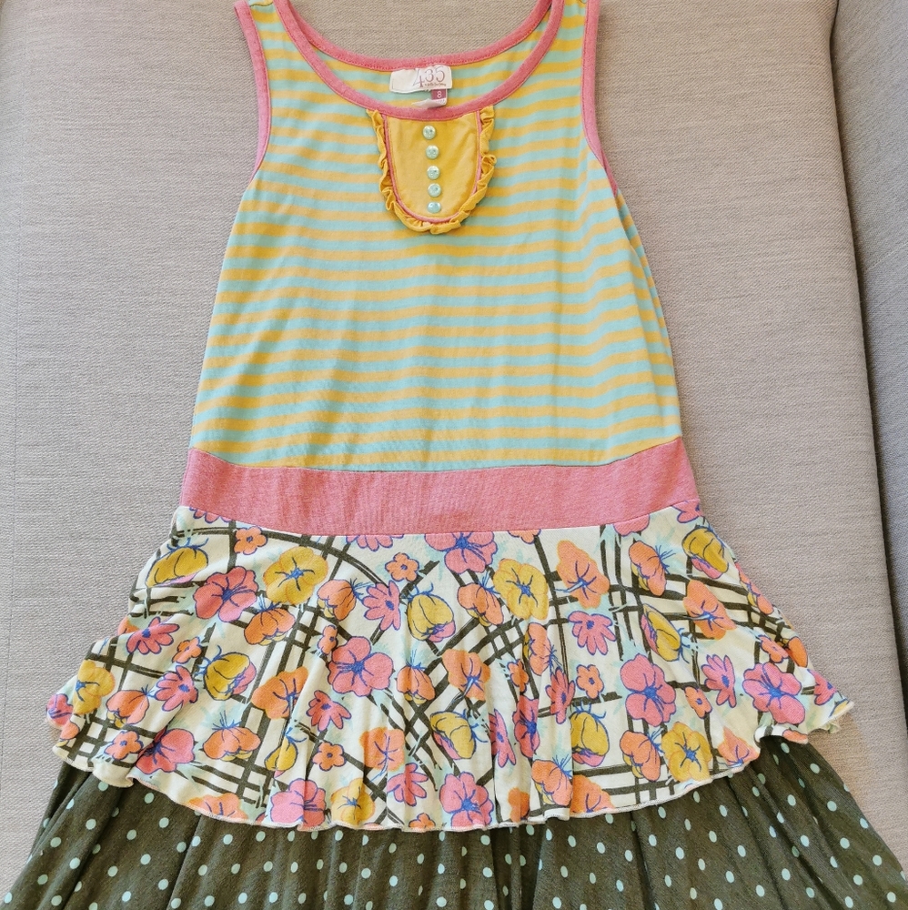 Matilda Jane 435 aqua, yellow and pink dress 8 y